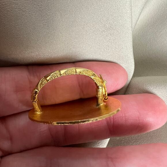 Vintage 60s Cloisonné Hibiscus Scarf Clip | Floral Enamel - Picture 6 of 6